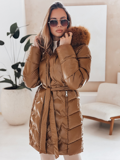 Női télikabát CASSERIE steppelt kapucnival kávé Dstreet TY4925