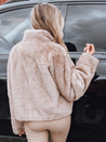 Női rövid bézs bunda Dstreet TY5248