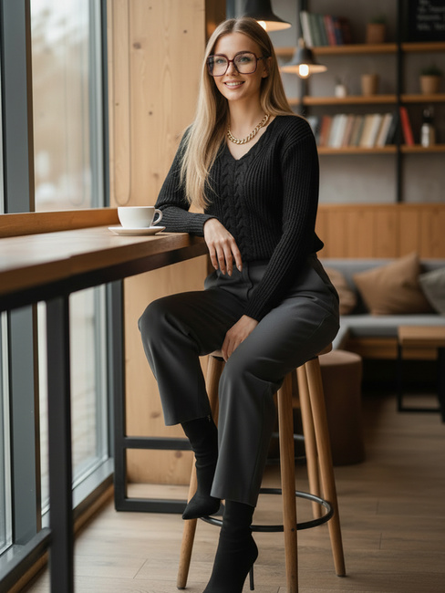 Női áttört pulóver CANDIS Szín Fekete DSTREET MY1806