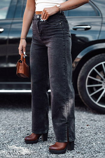 JEANDII női farmer baggy nadrág dörzsöléssel fekete Dstreet UY2209