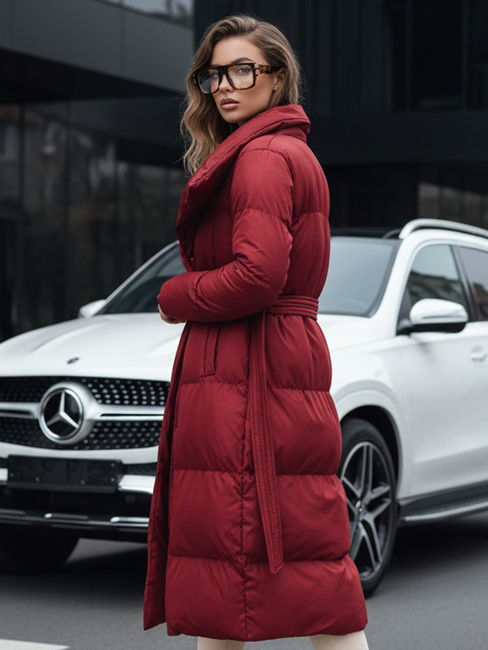 Női hosszú steppelt kabát FAVI gesztenyebarna Dstreet TY4961