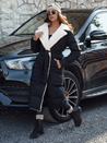 Női télikabát BALLMODA hosszú szőrmével fekete Dstreet TY4586