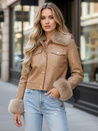 Női bőrdzseki teveszőrrel Dstreet TY5139