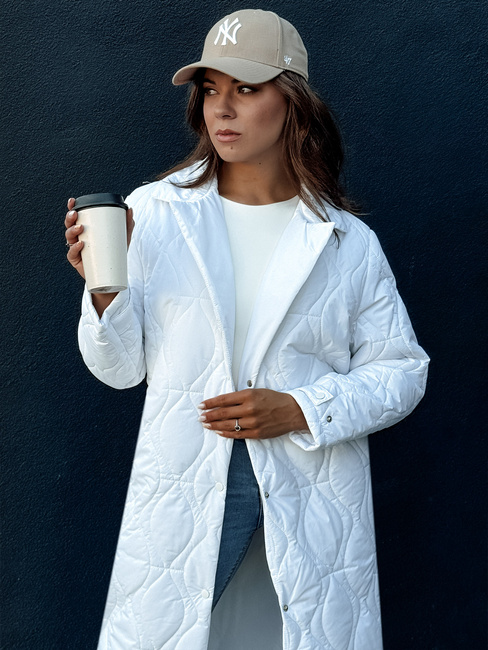 Płaszcz damski pikowany długi TRENDIFY biały Dstreet TY4380