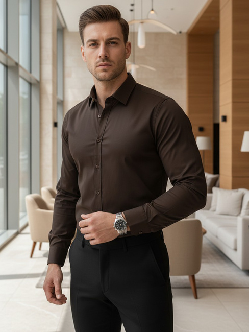 Férfi okos barna ing Dstreet DX2679