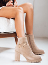 Női szarvasbőr sarkú csizma bézs Dstreet ZY1265 ZY1265
