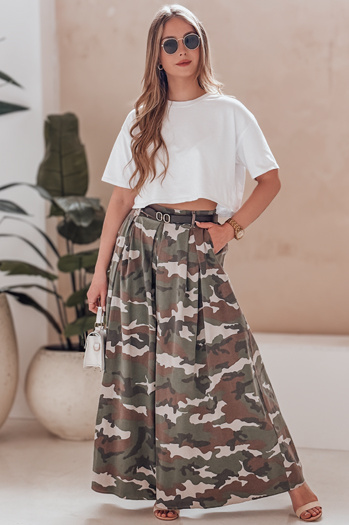 FLOWES sötétzöld moro szoknya nadrág övvel Dstreet UY2561