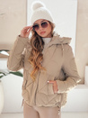 Női télikabát LOVEWARM rövid steppelt kapucnival camel Dstreet TY5041