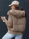 Női steppelt téli kabát szőrmével COLDPACK camel Dstreet TY4427