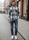 Férfi fekete-fehér kockás flanel ing Dstreet DX2673