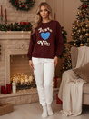 Női oversize nyomtatott pulóver FEELME burgundi Dstreet BY1474z