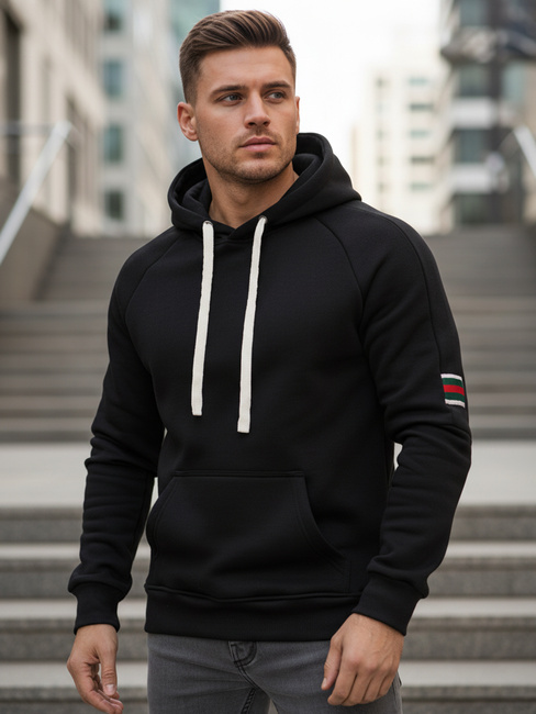 Férfi kapucnis pulóver fekete Dstreet BX5943