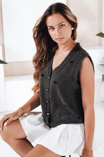 Női ujjatlan pulóver sötétszürke Dstreet MY2521