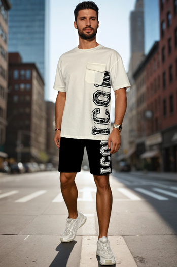 Férfi nyomtatott fehér szett Dstreet AX0800