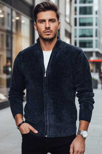 Férfi kigombolt pulóver tengerészkék Dstreet WX2227