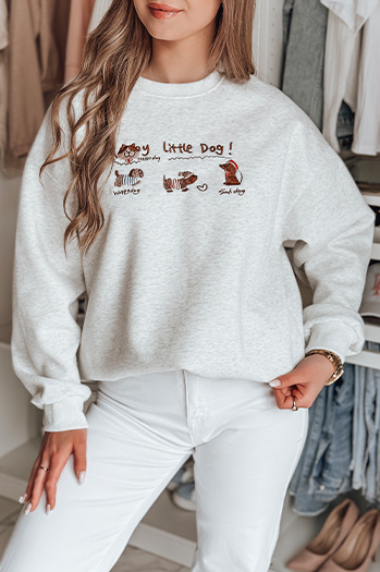 Női oversize pulóver tacskókkal JAMNIKOVE szürke Dstreet BY1499