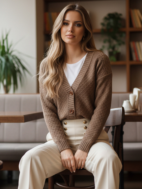 Női CHICLINE pulóver bézs Dstreet MY2419