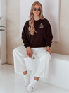 Női oversize pulóver hímzéssel CHERSOFT barna Dstreet BY1401