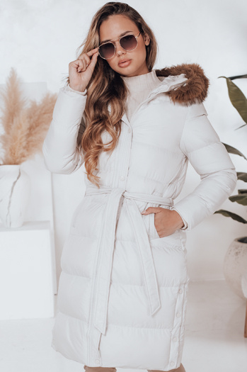 Női steppelt téli kabát szőrmével STYLEBELLA fehér Dstreet TY4610
