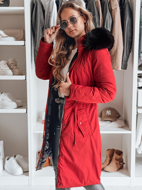 Női téli parka TRENDNEL megfordítható kapucnis piros Dstreet TY4588 TY4588
