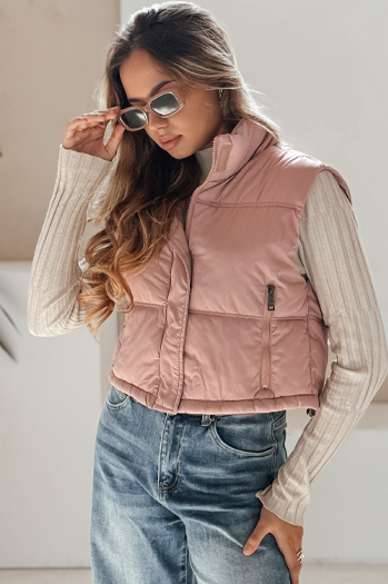 Női steppelt rózsaszínű mellény Dstreet TY5199