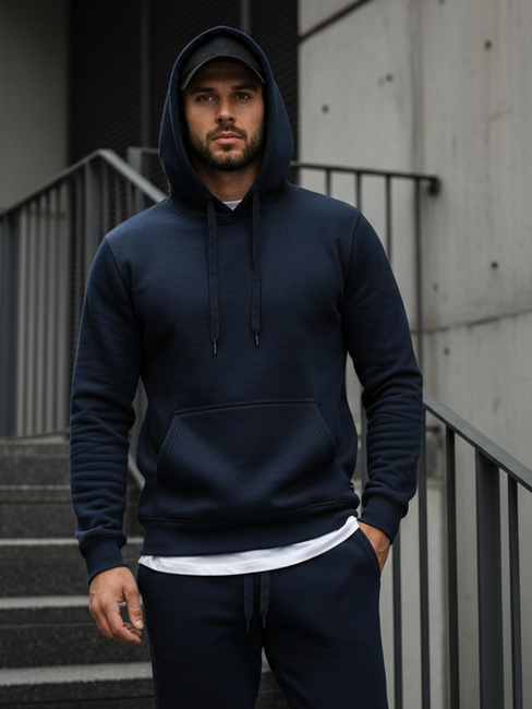 Kenguru típusú férfi pulcsi kapucnival gránátkék színben BX3001