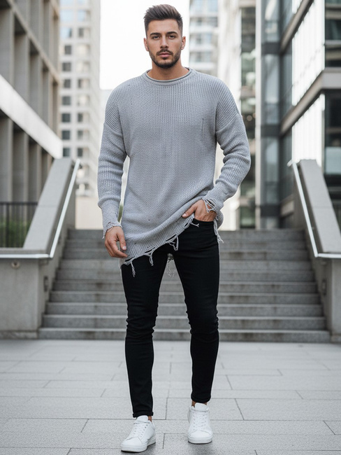 Férfi téli pulóver Szín Világoszürke DSTREET WX1963