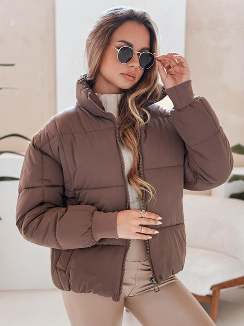 Női téli rövid steppelt kabát VIBEGIRL sötét bézs Dstreet TY4945