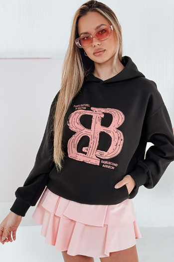 Női oversize kapucnis pulóver LITESSO fekete Dstreet BY1413