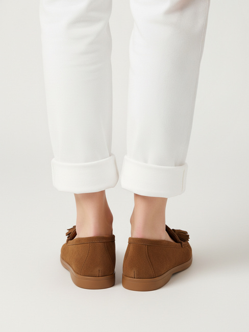 Női szarvasbőr barna mokaszinok Dstreet ZY1343 ZY1343