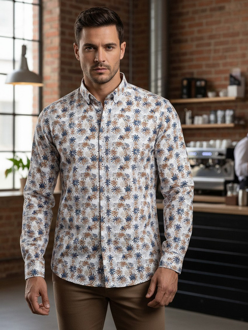 Férfi virágos fehér ing Dstreet DX2645 DX2645