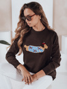 Női pulóver kutyás applikációval CHICPAWS barna Dstreet MY2544