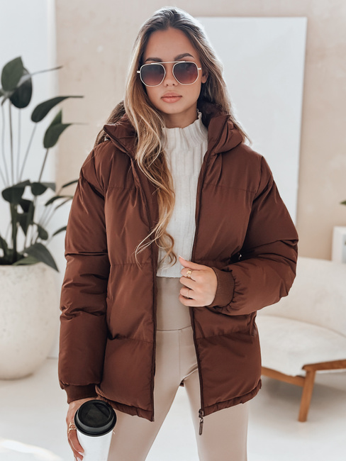 MISSFROST női steppelt kapucnis dzseki barna Dstreet TY4959