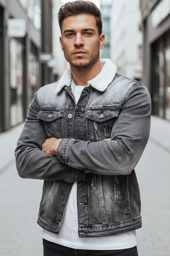 Férfi téli farmer dzseki fekete Dstreet TX4230z