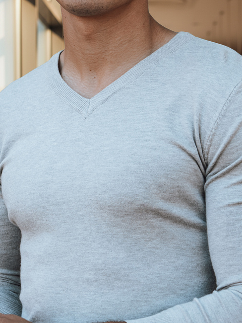 Férfi világos szürke, nyakig érő pulóver Dstreet WX2218