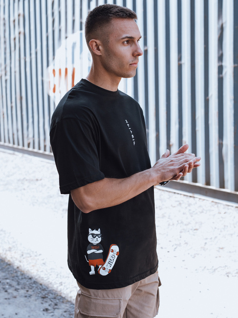 Férfi nyomtatott póló fekete Dstreet RX5531