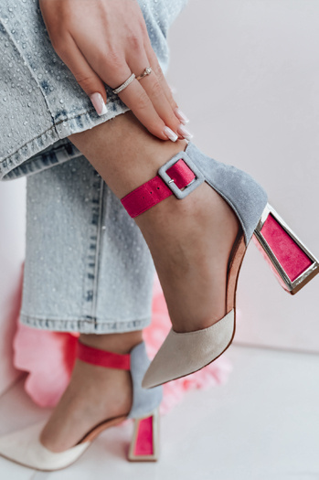 ELEHILL női magas tűsarkú cipő bézs Dstreet ZY0722 ZY0722