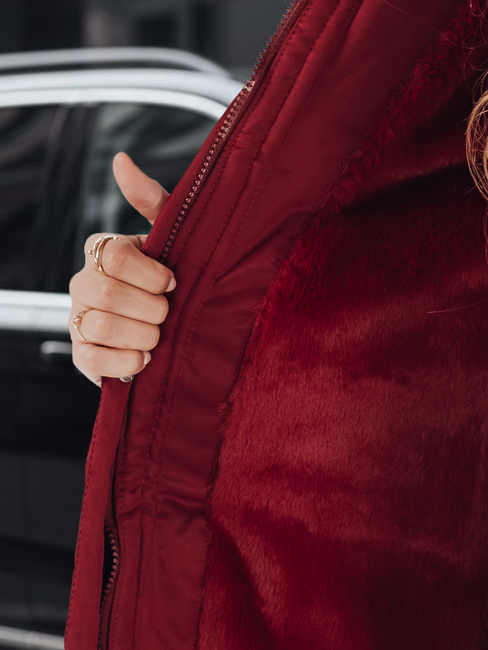 Női téli parka kabát szőrmével bordó Dstreet TY5114 TY5114