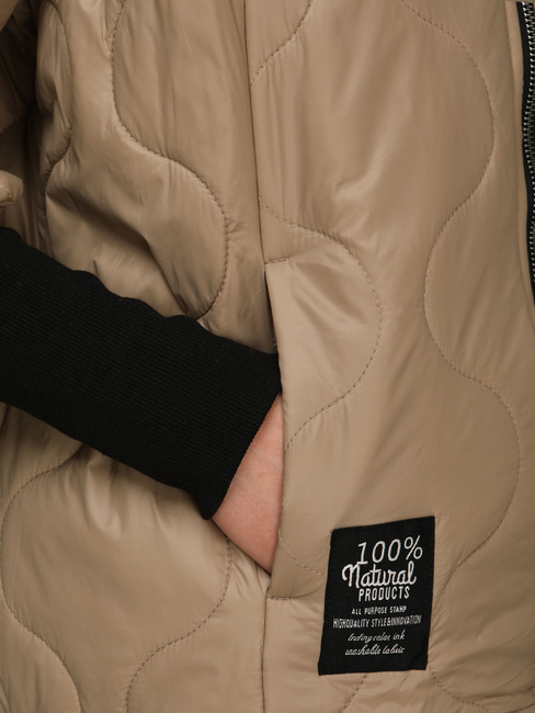 Női steppelt teve színű átmeneti kabát Dstreet TY5543