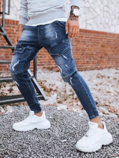 Kék férfi skinny fit farmernadrág övvel Dstreet UX3281_1