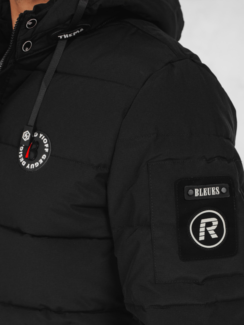 Férfi steppelt télikabát kapucnival fekete Dstreet TX5055