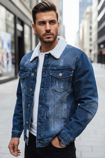 Ocieplana kurtka męska jeansowa niebieska Dstreet TX4727z