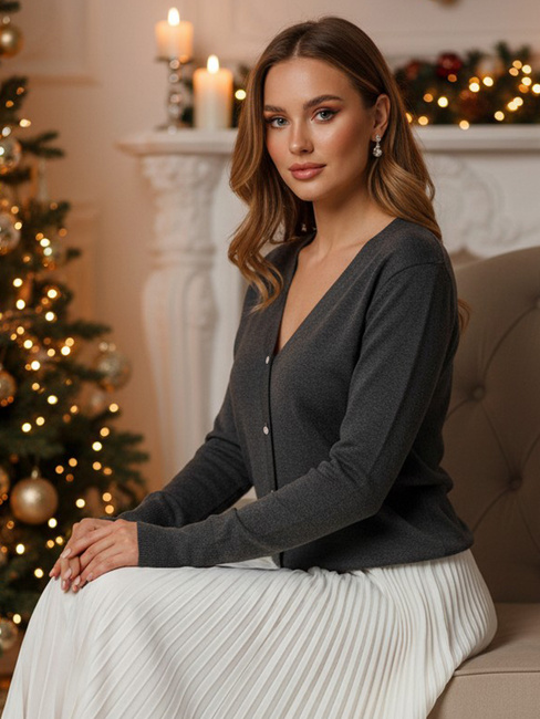 Női CHICGLOW kardigán sötétszürke Dstreet MY2498z