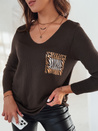 GLAMFOLD női oversize pulóver nyomtatással sötétbarna Dstreet MY2342