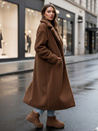 Női télikabát teddy szőrme hosszú camel Dstreet NY0759z