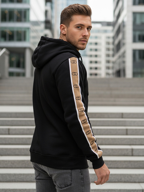 Férfi kapucnis pulóver fekete Dstreet BX5944