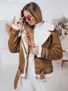 Női LEVERINO szarvasbőr dzseki báránybőrrel camel Dstreet TY4733