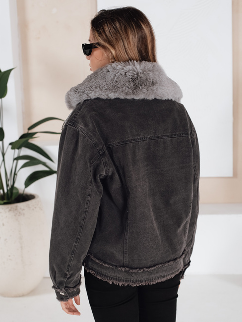 Női FURDENIM farmer dzseki műszőrmével sötétszürke Dstreet TY5185