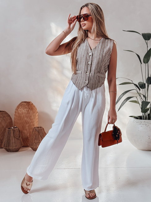 Női alkalmi, széles szárú nadrág LOVETRIP fehér Dstreet UY2640