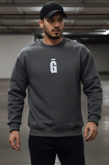 Férfi nyomtatott grafit pulóver Dstreet BX5921